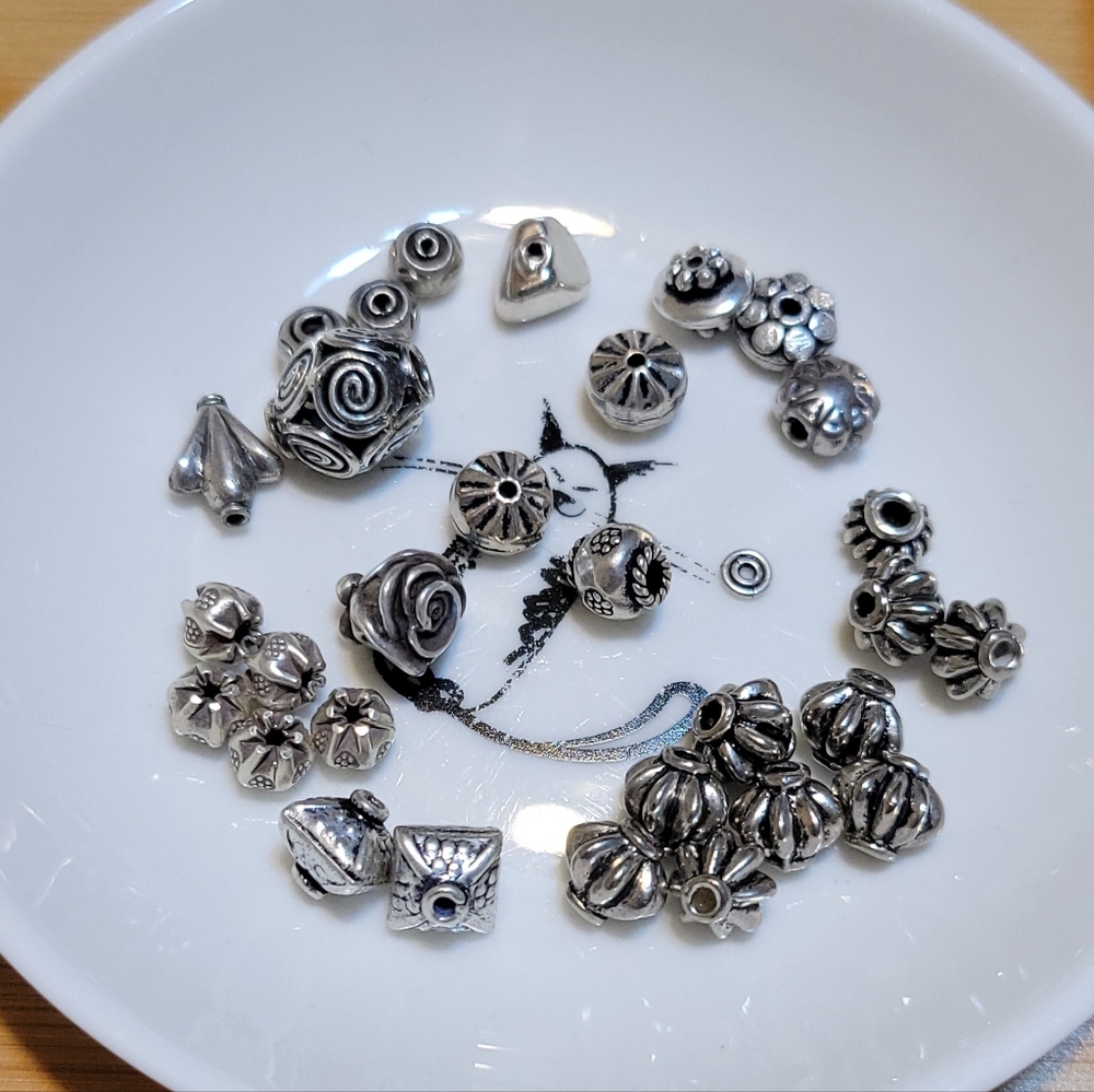 DESTASH:  Vintage Silver-plated Beads